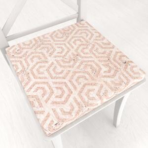 Biante Sametový čtvercový podsedák Tamara TMR-029 Růžovobéžové hexagony s černým žíháním - 38x38x3 cm