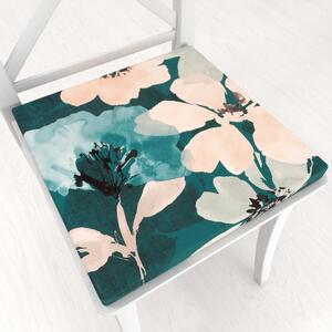 Biante Sametový čtvercový podsedák Tamara TMR-027 Velké květy na tmavě zeleném - 38x38x3 cm