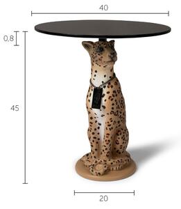 Hnědý odkládací stolek Bold Monkey Proudly Crowned Panther 40 cm se skleněnou deskou