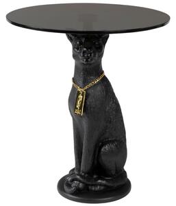 Černý odkládací stolek Bold Monkey Proudly Crowned Panther 40 cm se skleněnou deskou