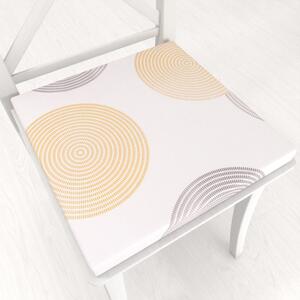 Biante Sametový čtvercový podsedák Tamara TMR-023 Žluté a šedé designové kruhy na smetanovém - 38x38x3 cm