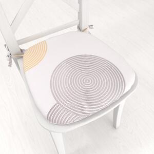 Biante Sametový oblý podsedák Tamara TMR-023 Žluté a šedé designové kruhy na smetanovém - 39x37x3 cm