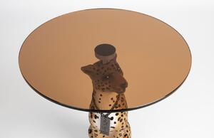 Hnědý odkládací stolek Bold Monkey Proudly Crowned Panther 40 cm se skleněnou deskou