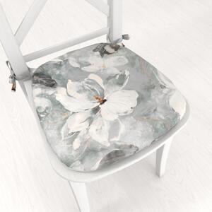 Biante Sametový oblý podsedák Tamara TMR-016 Designové květiny na šedozeleném - 39x37x3 cm
