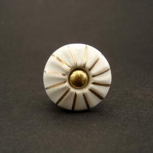 Knopka bílá-Zlatý proužek-model 2 Barva kovu: antik tmavá