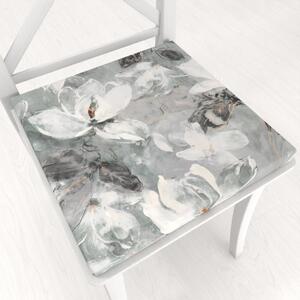 Biante Sametový čtvercový podsedák Tamara TMR-016 Designové květiny na šedozeleném - 38x38x3 cm