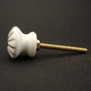 Knopka bílá-Zlatý proužek-model 2 Barva kovu: zlatá