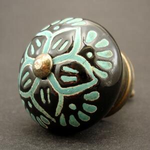 Keramická úchytka-KVĚTY POUŠTĚ-II Barva kovu: antik tmavá