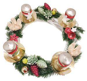 Adventní věnec tradiční se zlatými svíčkami