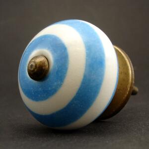 Keramická úchytka -Světle modré pruhy Barva kovu: antik světlá