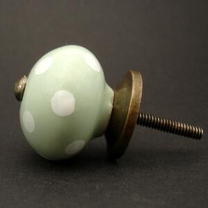 Keramická úchytka-Šalvějová s puntíky Barva kovu: antik světlá