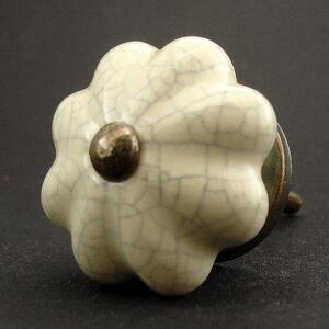 Keramická úchytka-Krém květ crackle Barva kovu: stříbrná