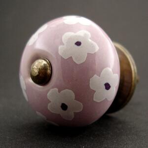 Keramická úchytka -Krásnoočko lila Barva kovu: antik světlá