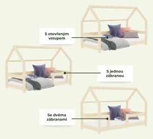 Dětská postel domeček TERY se zábranou - Transparentní vosková lazura matná, 90x160 cm, S jednou zábranou