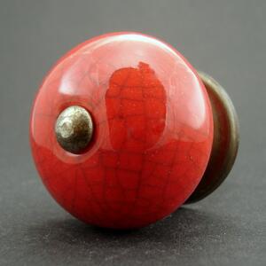 Keramická úchytka-Červená crackle Barva kovu: zlatá