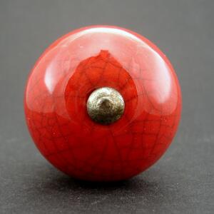 Keramická úchytka-Červená crackle Barva kovu: zlatá