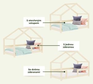 Dětská postel domeček LUCKY se zábranou - Cihlová, 90x200 cm, Se dvěma zábranami