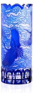Bohemia Crystal Ručně broušená váza Sky Cranes Modrá 305mm