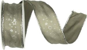 Vánoční stuha saténová stříbrná NOBLESSE 25mm x 2m (11,-Kč/m)