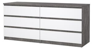 Komoda Simplicity 154 x 50 x 70 cm, šedá / bílý lesk