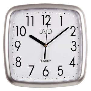 JVD Stříbrné hranaté netikající tiché nástěnné hodiny JVD HP615.2