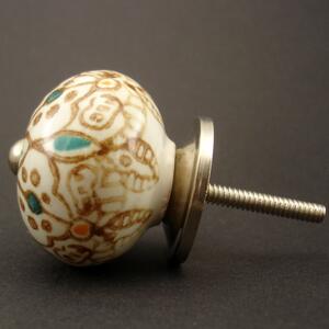 Keramická úchytka-Orient- hnědá a tyrkys Barva kovu: antik světlá