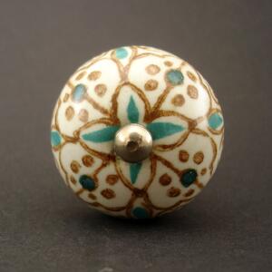 Keramická úchytka-Orient- hnědá a tyrkys Barva kovu: antik světlá