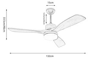 ZEVENTI - LED Stropní ventilátor MARE LED/24W/230V Wi-Fi Tuya dub + DO