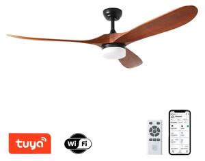 ZEVENTI - LED Stropní ventilátor GINOSA LED/18W/230V Wi-Fi Tuya černá/dub + DO
