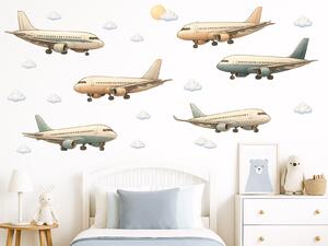 Boeingy a Airbusy textilní přelepitelné samolepky na zeď arch 75 x 36 cm