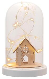 Nexos Vánoční svítící dekorace kopule - domek, 10 LED, teple bílá