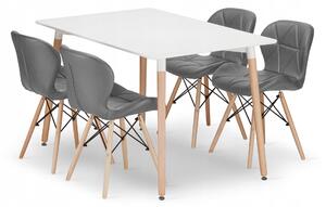 Sada obdélníkový stůl ADRIA 120x80 bílý + 4 židle LAGO šedé