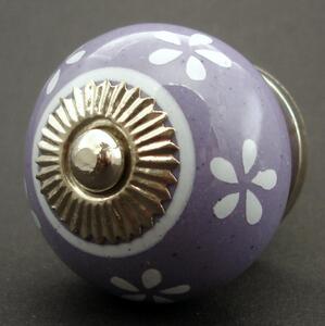 Keramická úchytka -Pomněnka fialová Barva kovu: stříbrná