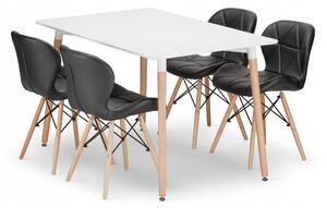 Sada obdélníkový stůl ADRIA 120x80 bílý + 4 židle LAGO černé