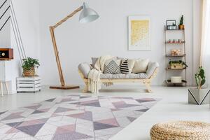 Balta Kusový koberec Sisalový SION 3006 Trojúhelníky ecru / růžový Rozměr: 80x150 cm