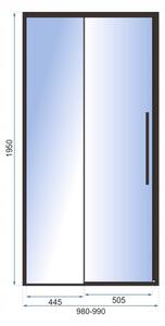 Rea Solar Black Mat, posuvné sprchové dveře, 6mm čiré sklo, černý matný profil, 100 x 195 cm, REA-K6512
