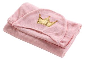 Dětská deka s kapucí, 100 x 120 cm, růžová