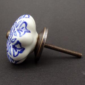 Keramická úchytka-Vločka modrá Barva kovu: antik světlá