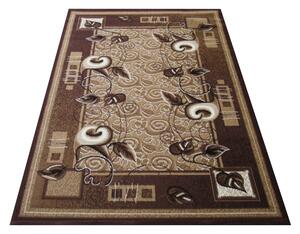 Makro Abra Kusový koberec BCF Alfa 11 Květy hnědý Rozměr: 60x100 cm