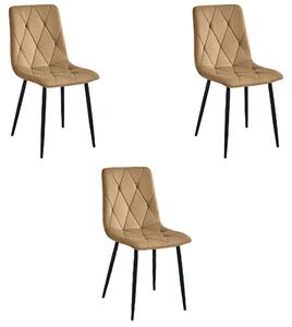 Židle – Leobert – Libra – hnědý samet/černé nohy – 44 × 54,5 × 87 cm – sada 3 ks