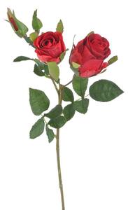 Umělá textilní růže s poupaty - červená 40 cm