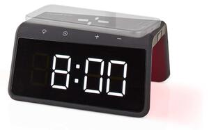 Nedis WCACQ30BK - Budík s LCD displejem a bezdrátovou nabíječkou 15W/5V černá