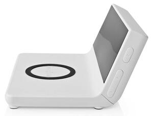 Nedis WCACQ20WT - Budík s LCD displejem a bezdrátovou nabíječkou 15W/5V bílá