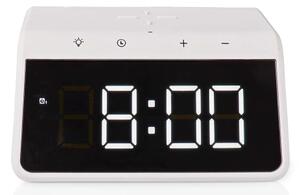 Nedis WCACQ30WT - Budík s LCD displejem a bezdrátovou nabíječkou 15W/5V bílá
