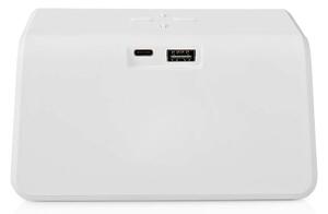 Nedis WCACQ30WT - Budík s LCD displejem a bezdrátovou nabíječkou 15W/5V bílá