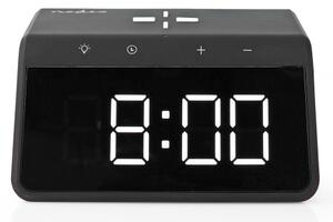 Nedis WCACQ30BK - Budík s LCD displejem a bezdrátovou nabíječkou 15W/5V černá