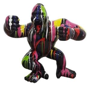 Dekorativní socha Gorila XXL černá s barevným vzorem 102 cm