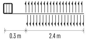 LED řetěz 100xLED/3xAA 2,7m teplá bílá