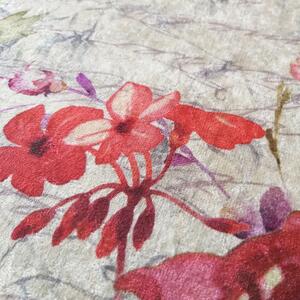 Makro Abra Moderní kusový koberec protiskluzový Horeca 04 Květy krémový červený Rozměr: 160x220 cm