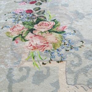 Makro Abra Oválný kusový koberec protiskluzový Horeca 05 Květy modrý Rozměr: 60x100 cm